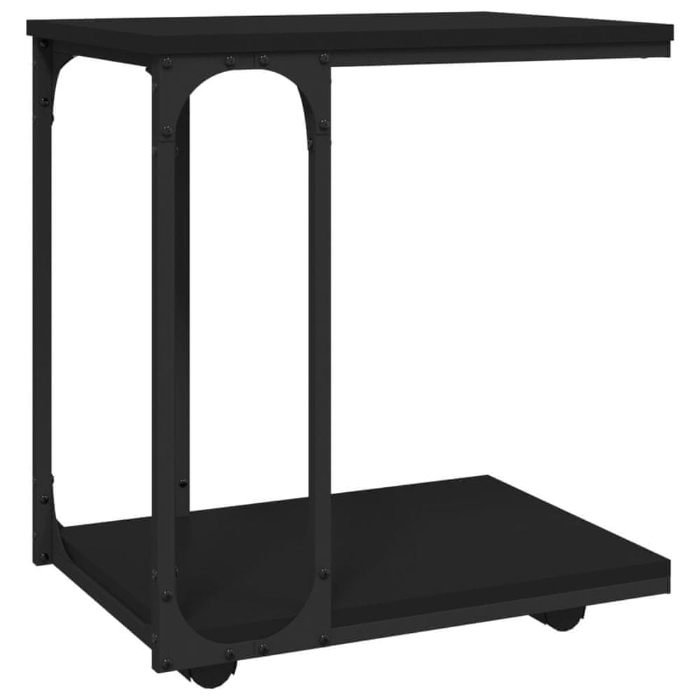 Vidaxl Bočný stolík s kolieskami čierny 50x35x55,5 cm kompozitné drevo